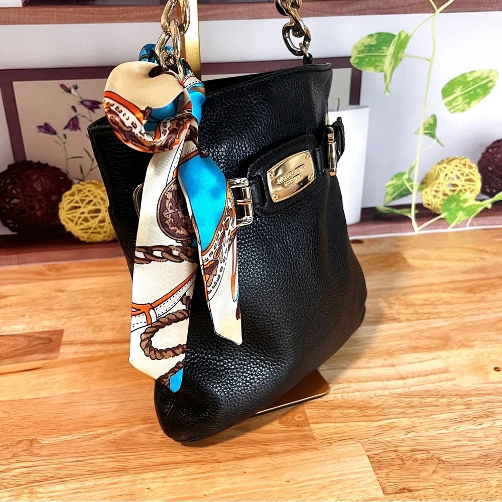 Michael Kors Hamilton Black Pebbled Leather Crossbody Bag - Picture 9 of 11